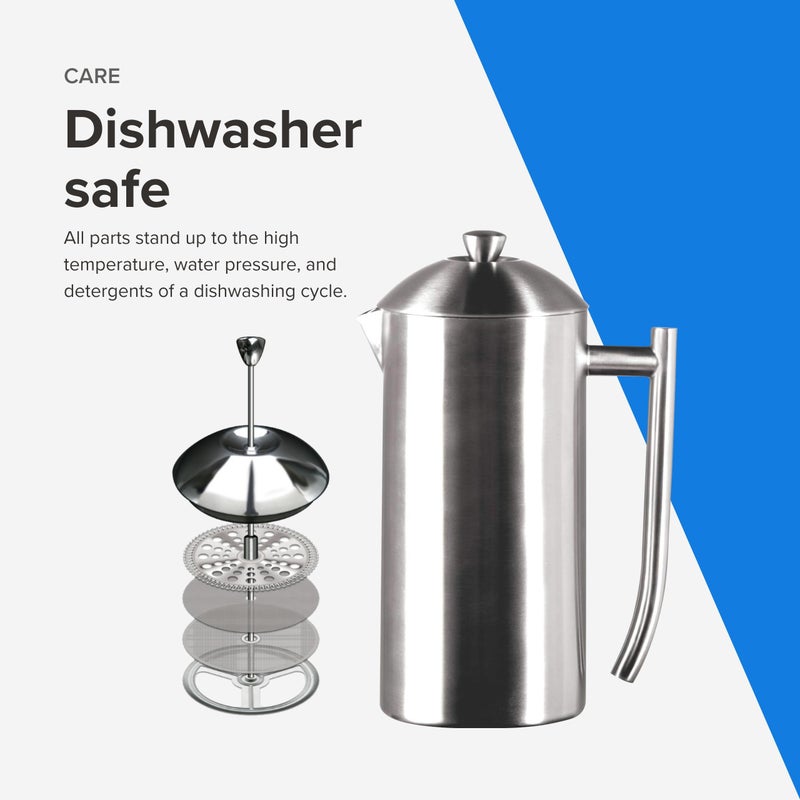 Frieling Double-Walled Stainless Steel French Press Coffee Maker - Brushed 36 oz (1 Liter) Insulated Coffee Press - Image 5